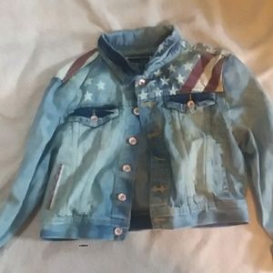Denim American flag jacket